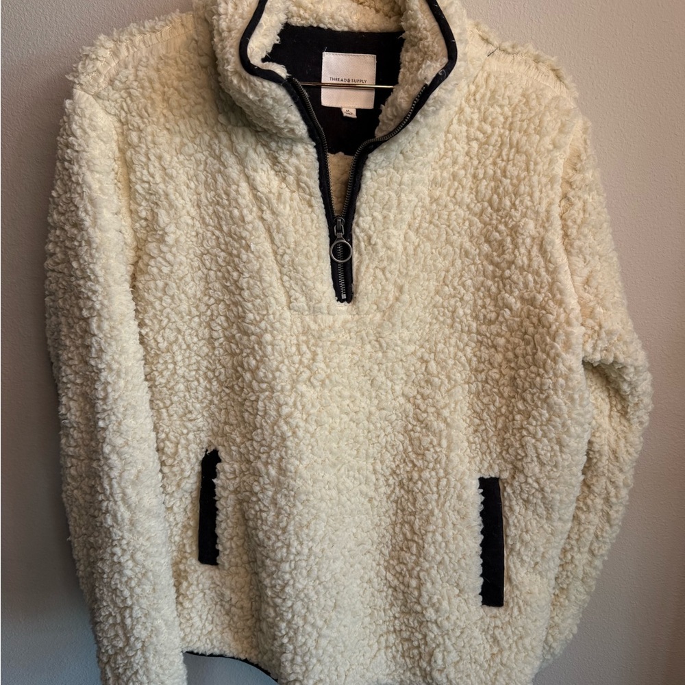 Cream Sherpa Half-Zip Pullover